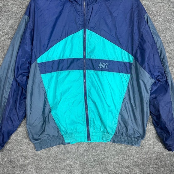 Vintage Nike Colorblock Windbreaker Jacket Men's Large Blue Teal Gray Athletic - Picture 5 of 14